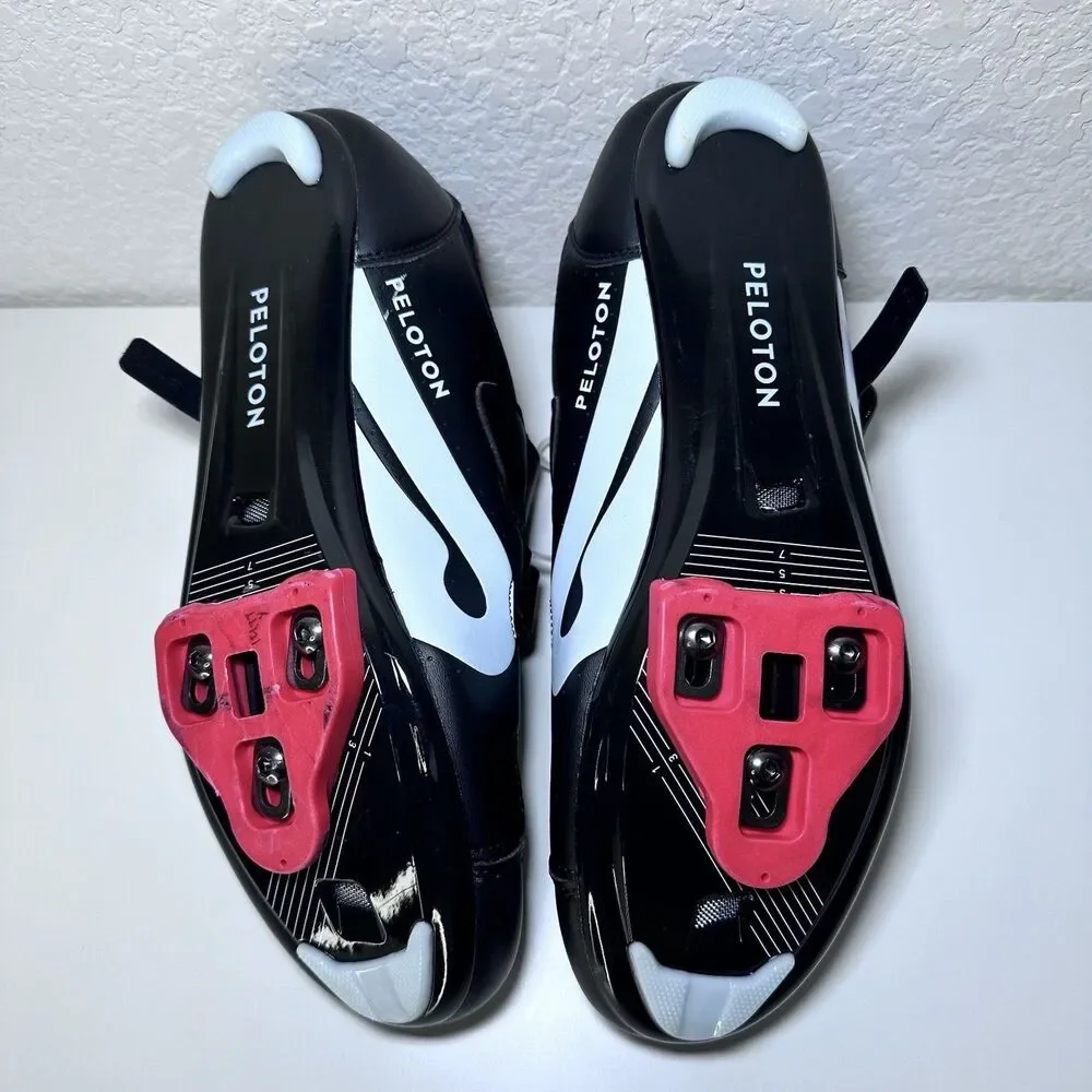 Peloton Cycling Shoes Unisex Size 41 Black Red Cleats Included Indoor Spin Bike